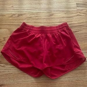 Lululemon red low rise hotty hot shorts